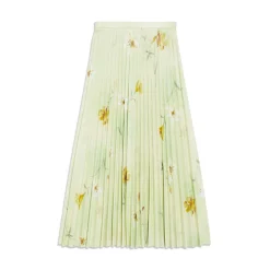 Gonna A Pieghe Con Stampa Lilies da Donna in Verde