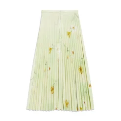 Gonna A Pieghe Con Stampa Lilies da Donna in Verde