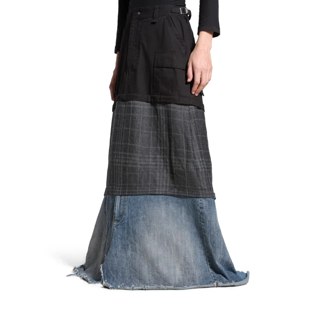 Gonna Maxi Layered Cargo da Donna in Multicolore