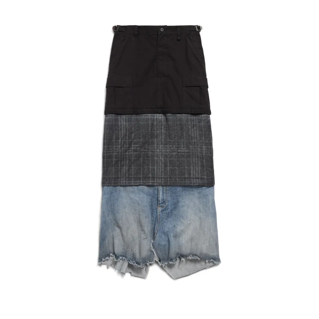 Gonna Maxi Layered Cargo da Donna in Multicolore
