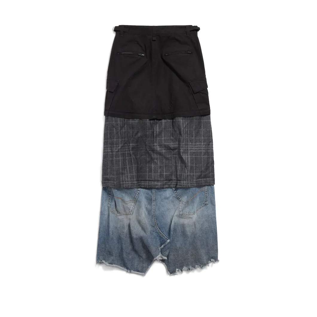 Gonna Maxi Layered Cargo da Donna in Multicolore