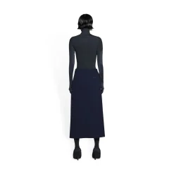 Gonna Tailored Con Spacco in Blu Navy