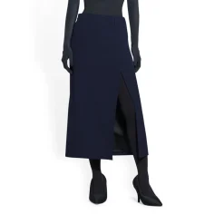 Gonna Tailored Con Spacco in Blu Navy