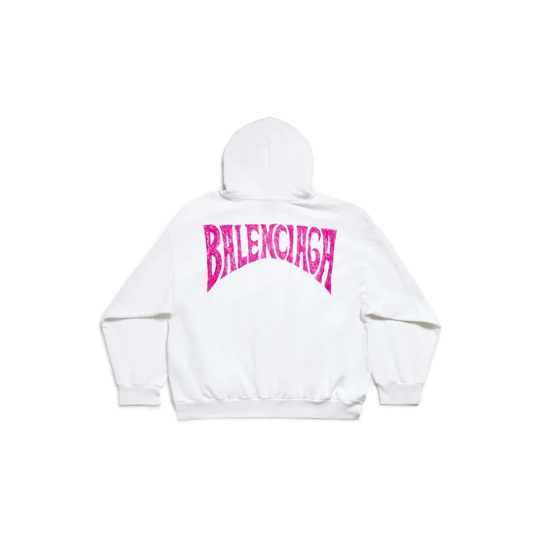 Hoodie Balenciaga Hand-drawn Medium Fit da Donna in Bianco/rosa