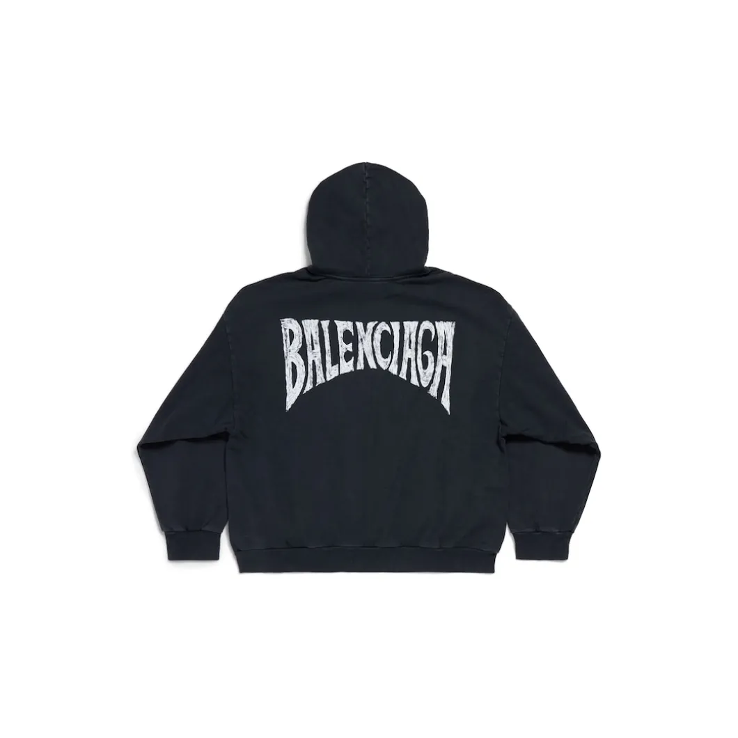 Hoodie Balenciaga Hand-drawn Medium Fit in Nero/bianco
