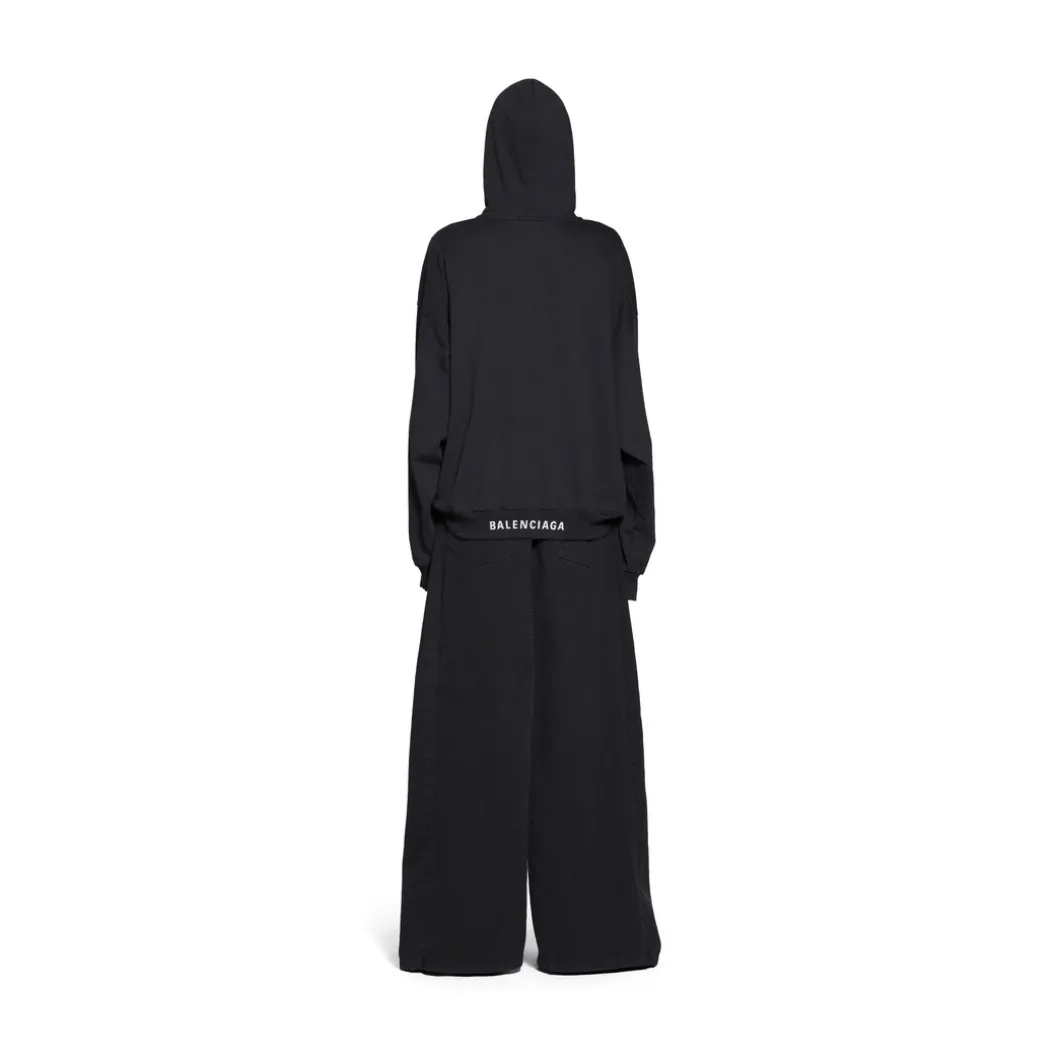 Hoodie Balenciaga Medium Fit in Nero Délavé