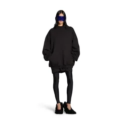 Hoodie Bb Paris Strass Large Fit in Nero Délavé