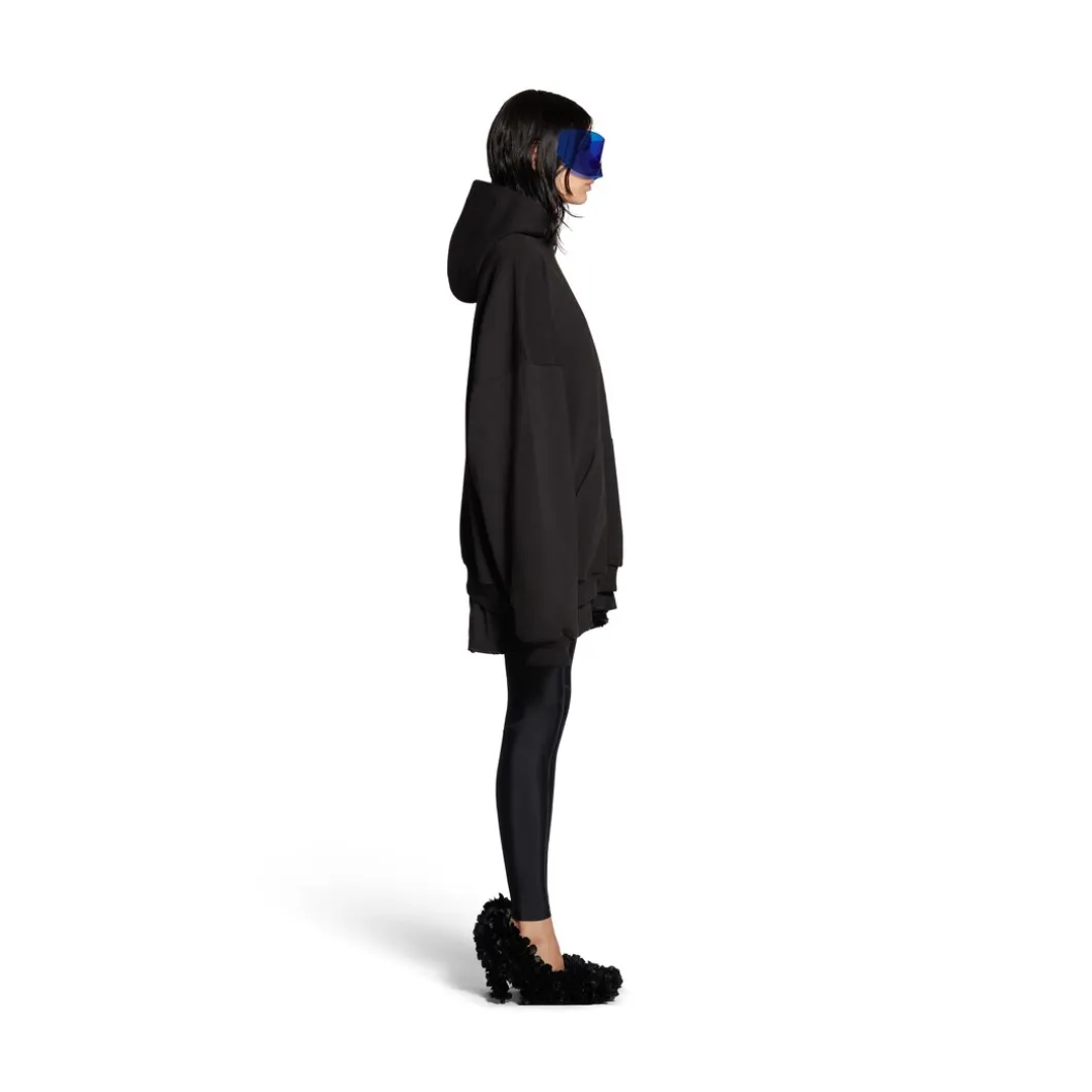 Hoodie Bb Paris Strass Large Fit in Nero Délavé