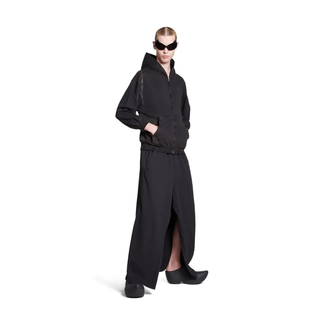 Hoodie Con Cerniera Balenciaga Paris Small Fit in Nero Délavé