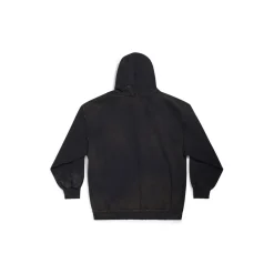 Hoodie Con Cerniera Balenciaga Paris Small Fit in Nero Délavé