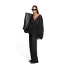 Hoodie Con Cerniera Mesh Oversize in Nero