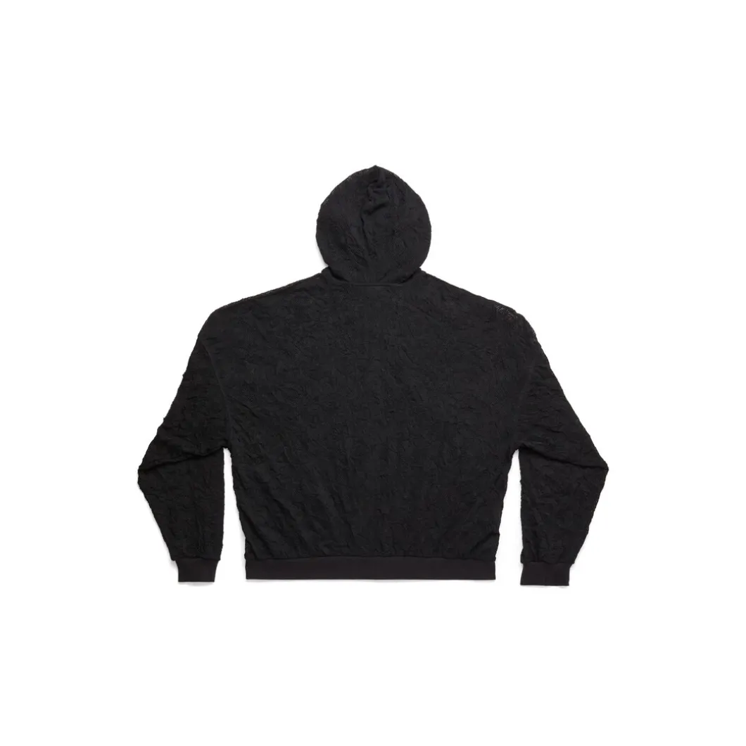 Hoodie Con Cerniera Mesh Oversize in Nero