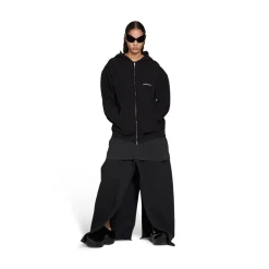 Hoodie Con Cerniera Mirror Balenciaga Small Fit in Nero