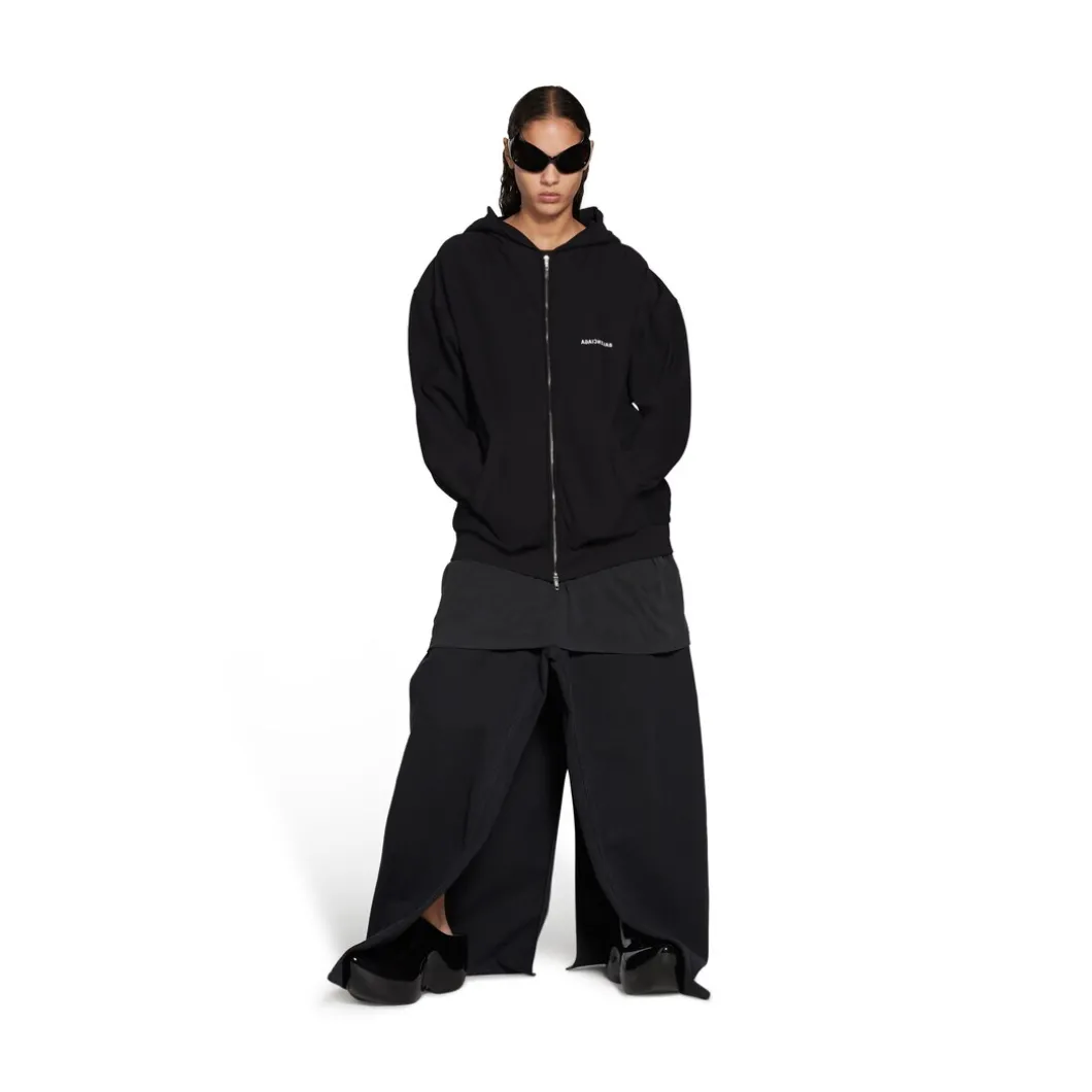 Hoodie Con Cerniera Mirror Balenciaga Small Fit in Nero