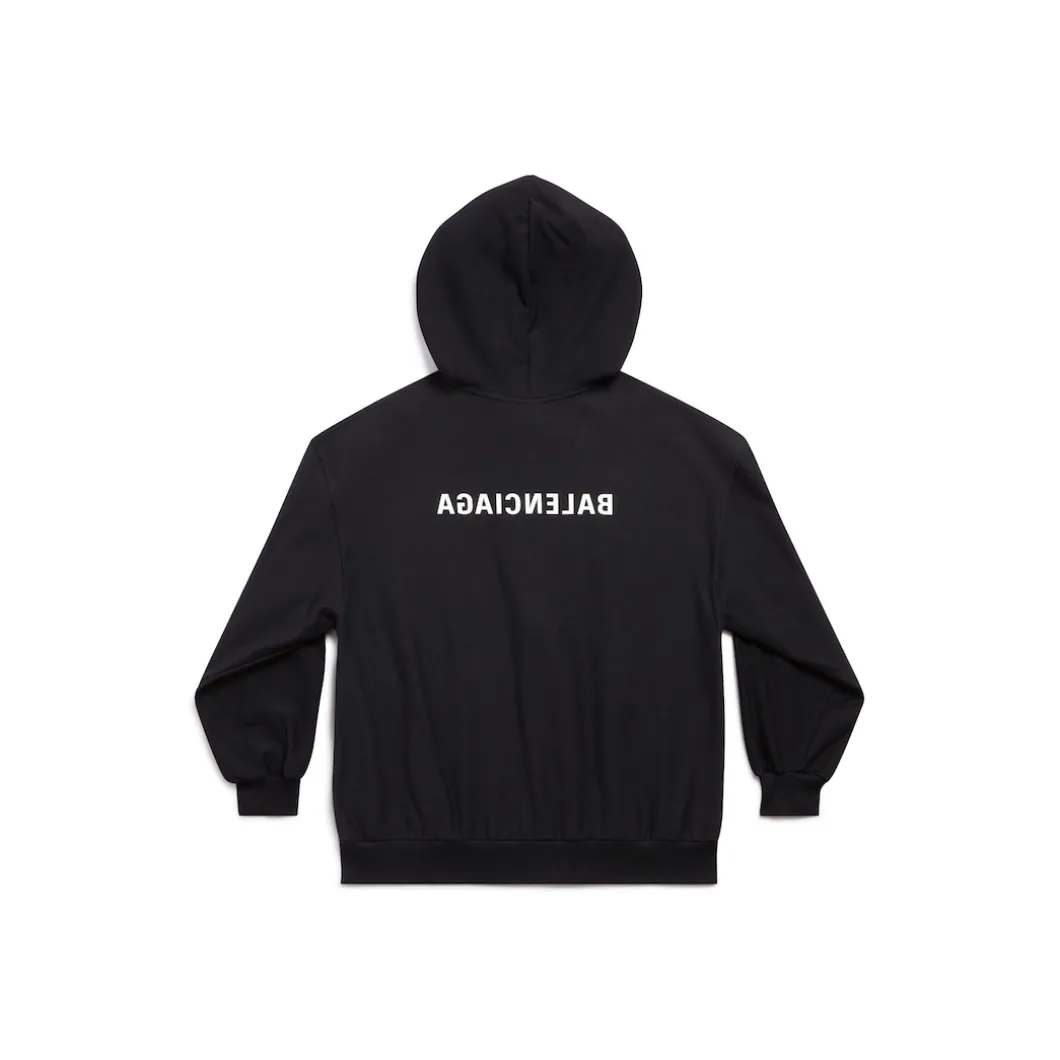 Hoodie Con Cerniera Mirror Balenciaga Small Fit in Nero