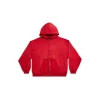 Hoodie Con Cerniera Ripped Pocket Tape Type Large Fit in Rosso