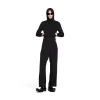 Hoodie Con Zip Aderente da Donna in Nero