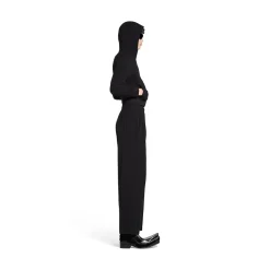 Hoodie Con Zip Aderente da Donna in Nero