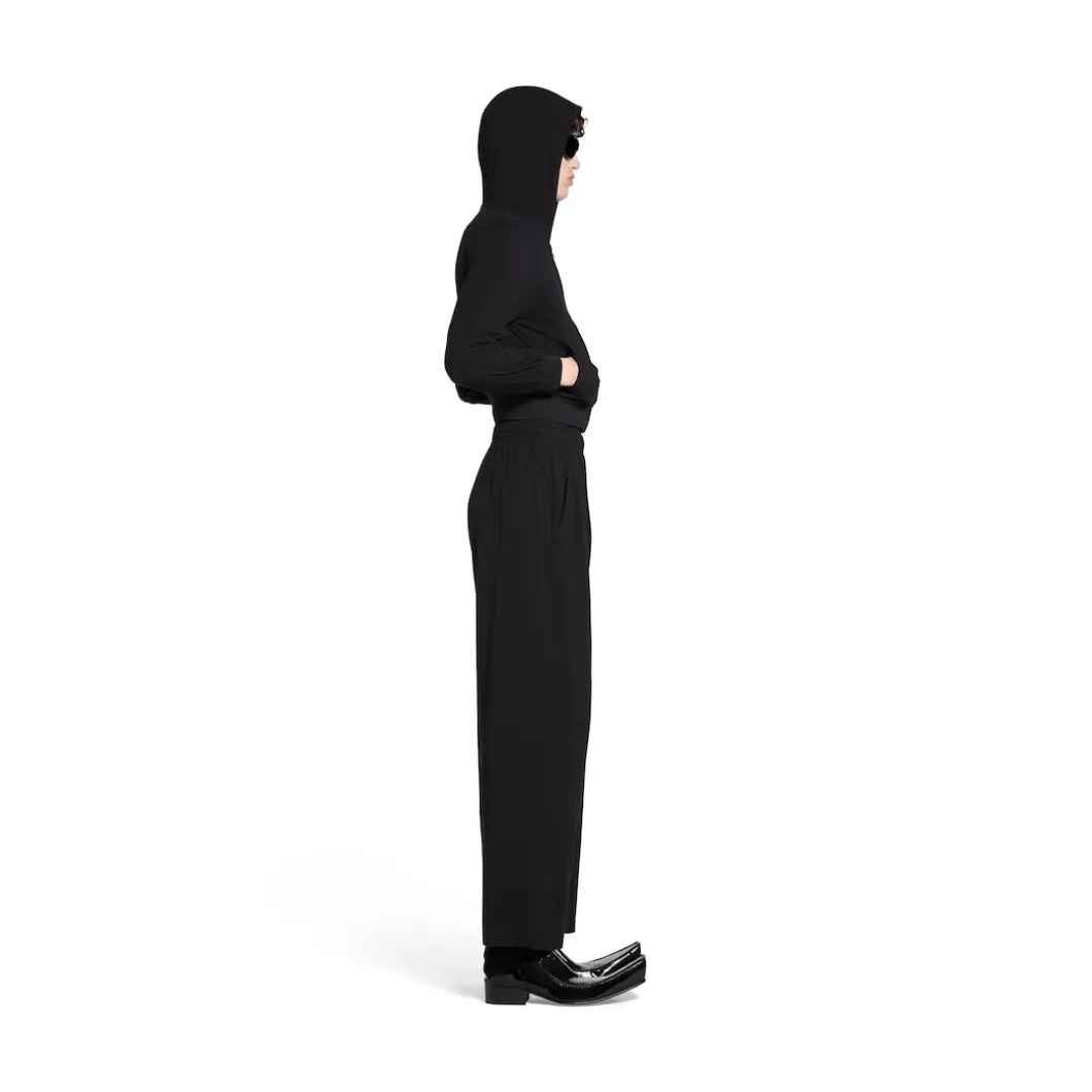 Hoodie Con Zip Aderente da Donna in Nero