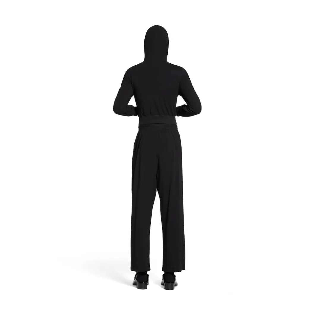 Hoodie Con Zip Aderente da Donna in Nero