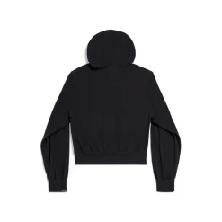 Hoodie Con Zip Aderente da Donna in Nero