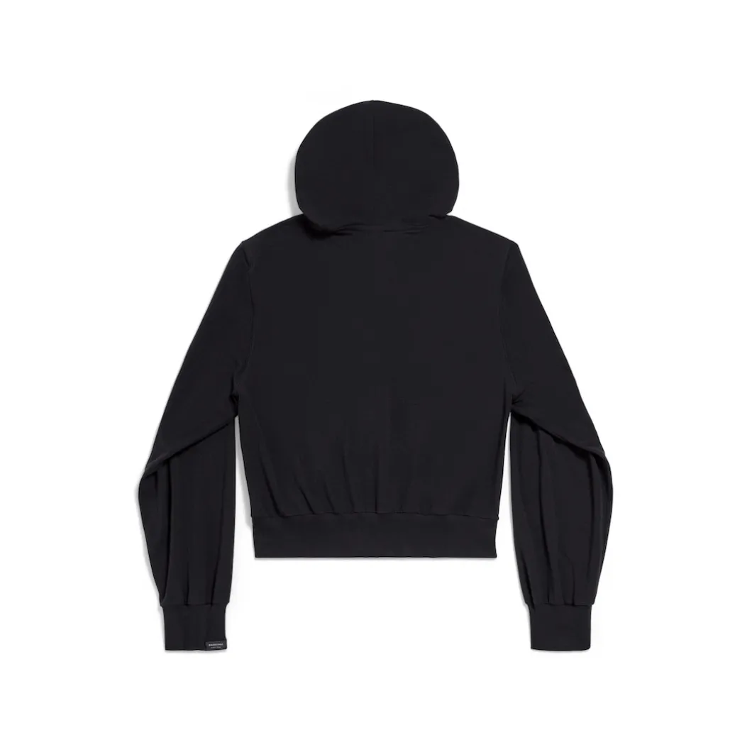 Hoodie Con Zip Aderente da Donna in Nero