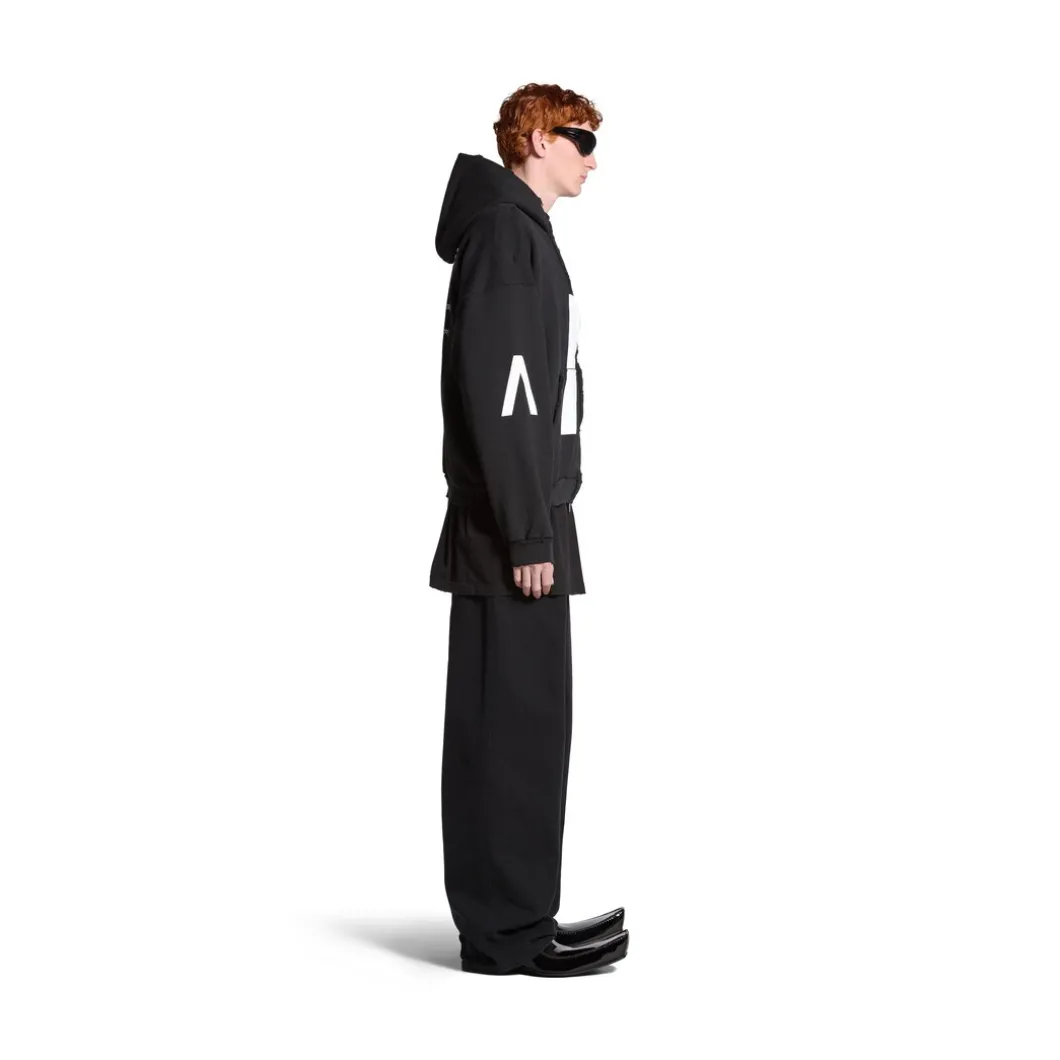 Hoodie Con Zip Balenciaga Music | Archive Series Connected Medium Fit in Nero/bianco