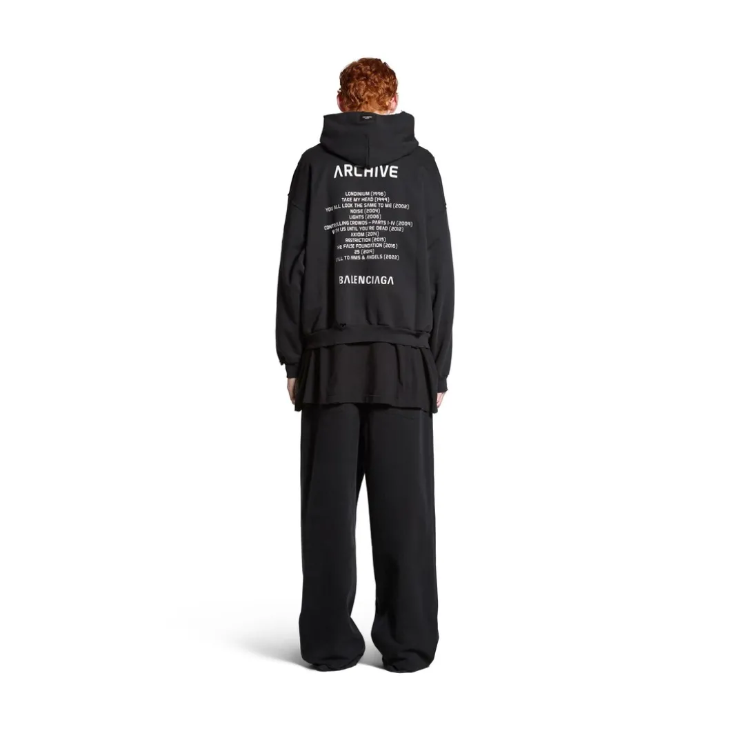 Hoodie Con Zip Balenciaga Music | Archive Series Connected Medium Fit in Nero/bianco