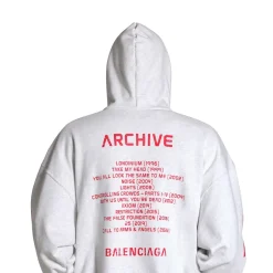 Hoodie Con Zip Balenciaga Music | Archive Series Connected Medium Fit in Grigio Chiaro/rosso
