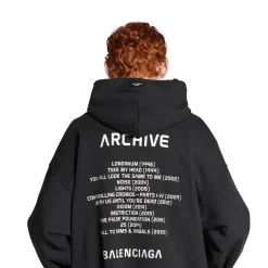 Hoodie Con Zip Balenciaga Music | Archive Series Connected Medium Fit in Nero/bianco