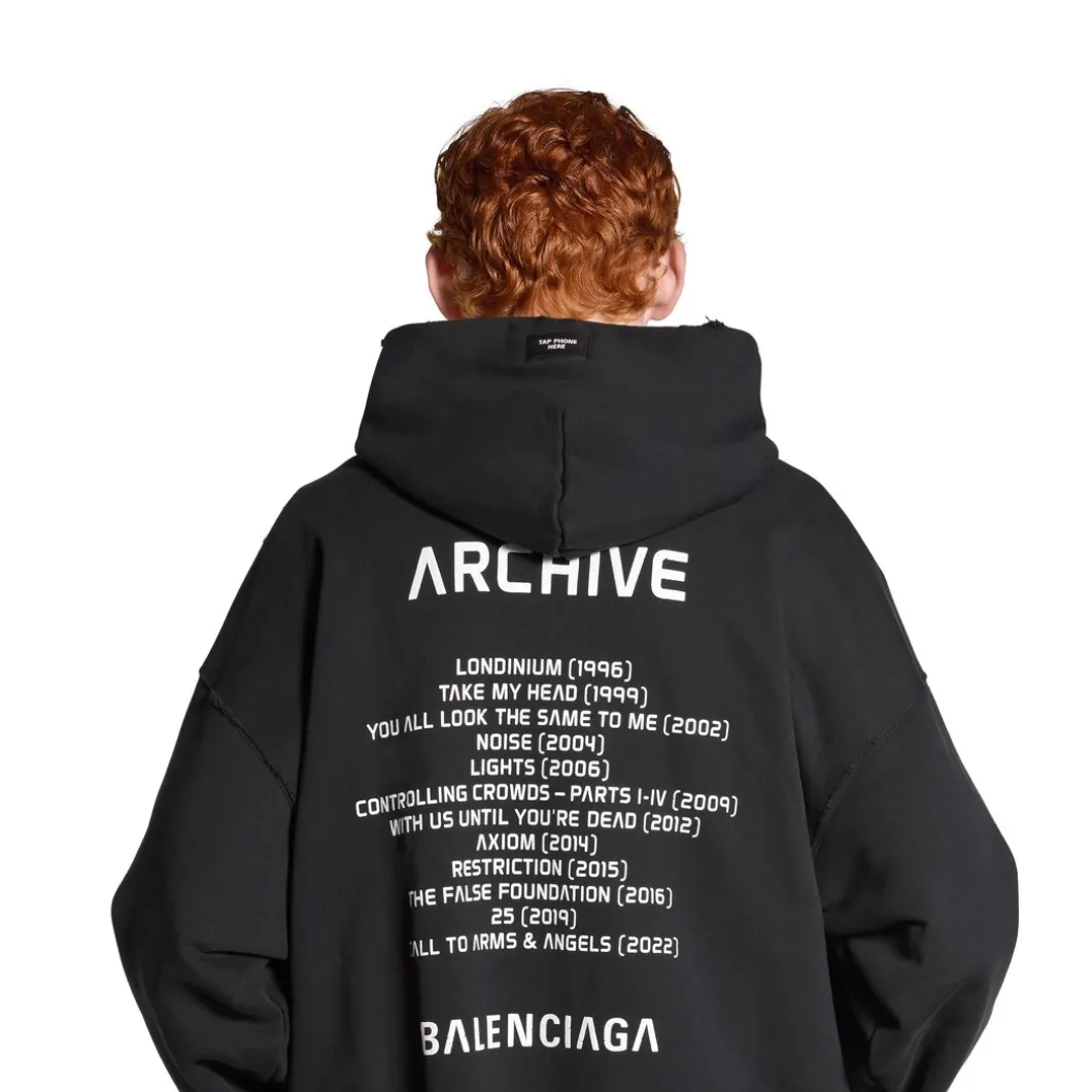 Hoodie Con Zip Balenciaga Music | Archive Series Connected Medium Fit in Nero/bianco