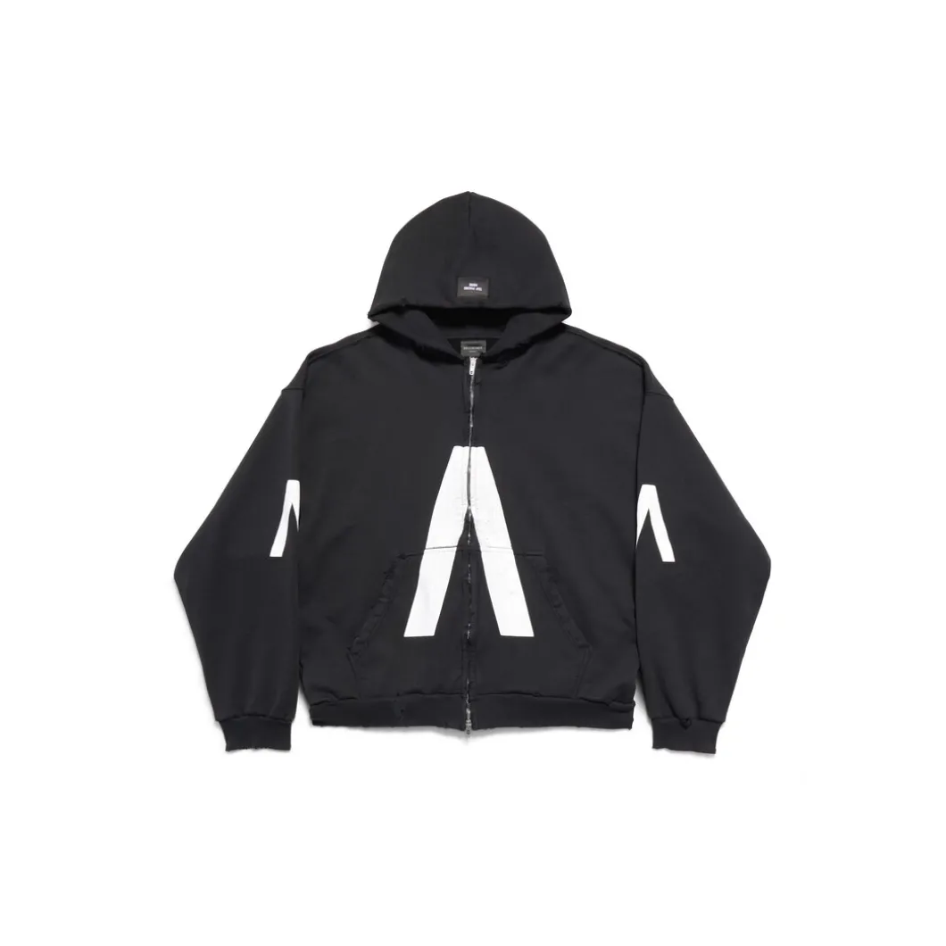Hoodie Con Zip Balenciaga Music | Archive Series Connected Medium Fit in Nero/bianco