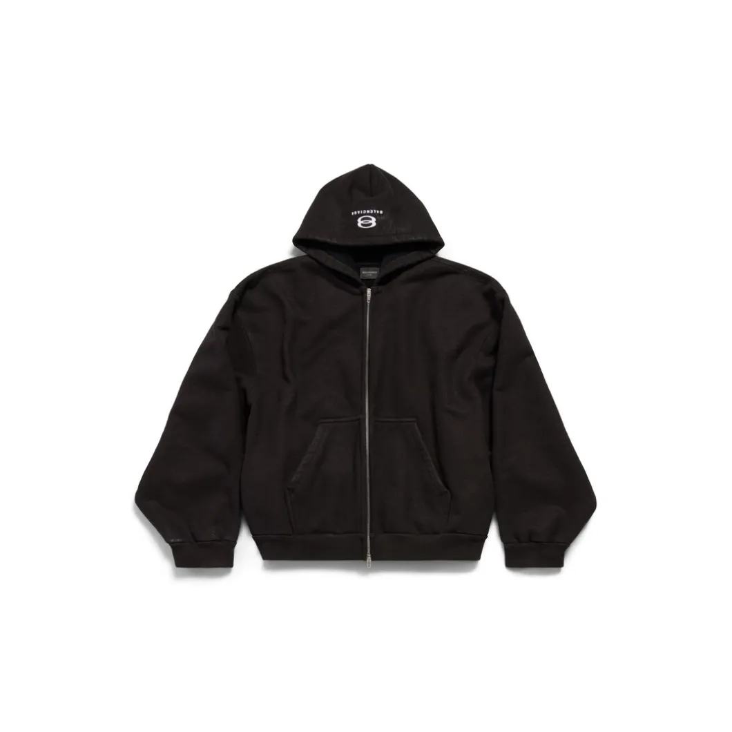 Hoodie Con Zip Boxy Unity Sports Icon Large Fit in Bianco