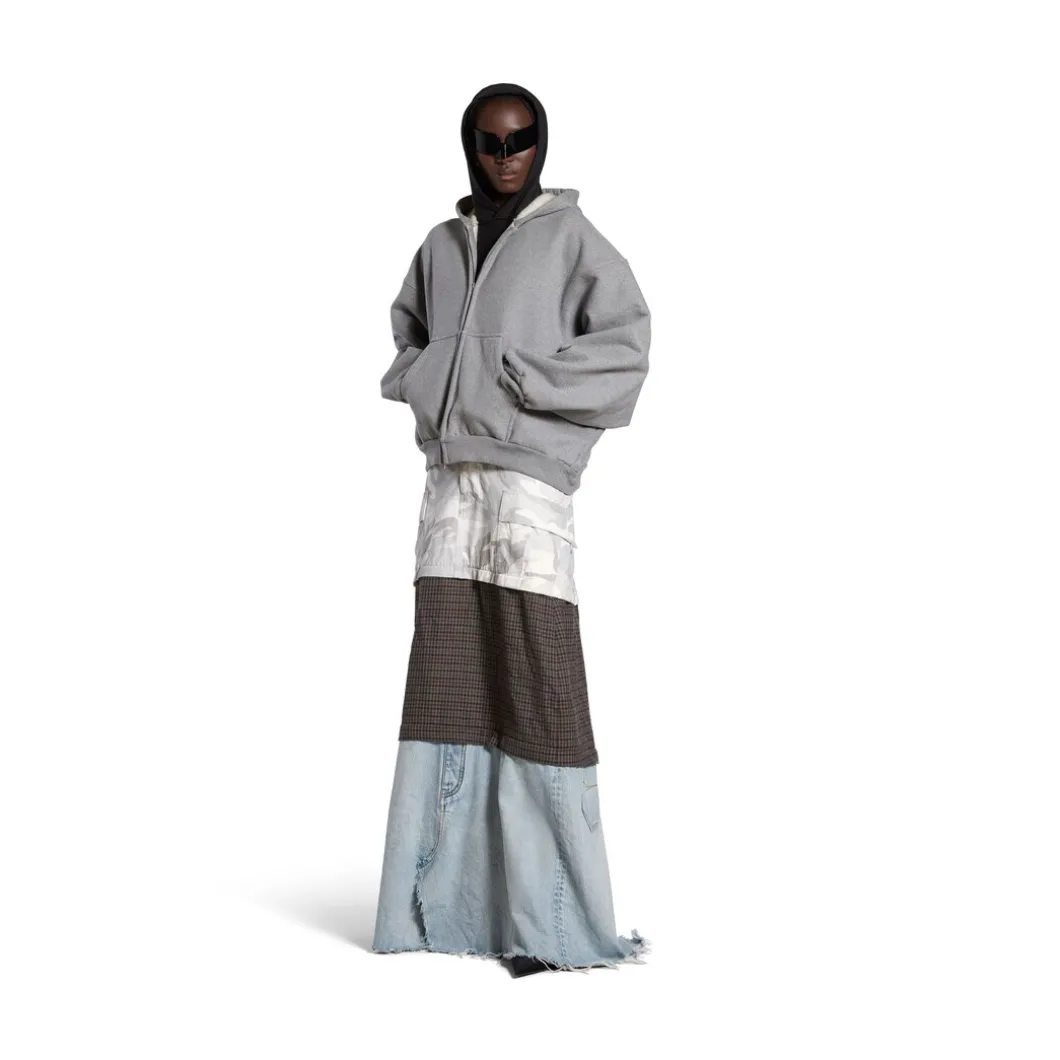 Hoodie Con Zip Boxy Unity Sports Icon Large Fit in Gris/bianco
