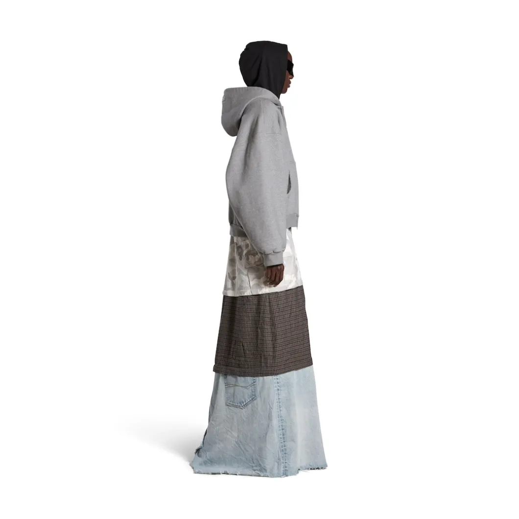 Hoodie Con Zip Boxy Unity Sports Icon Large Fit in Gris/bianco