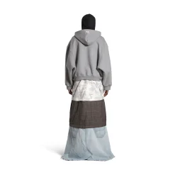 Hoodie Con Zip Boxy Unity Sports Icon Large Fit in Gris/bianco