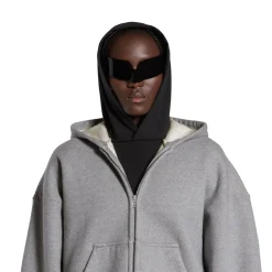 Hoodie Con Zip Boxy Unity Sports Icon Large Fit in Gris/bianco