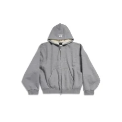 Hoodie Con Zip Boxy Unity Sports Icon Large Fit in Gris/bianco