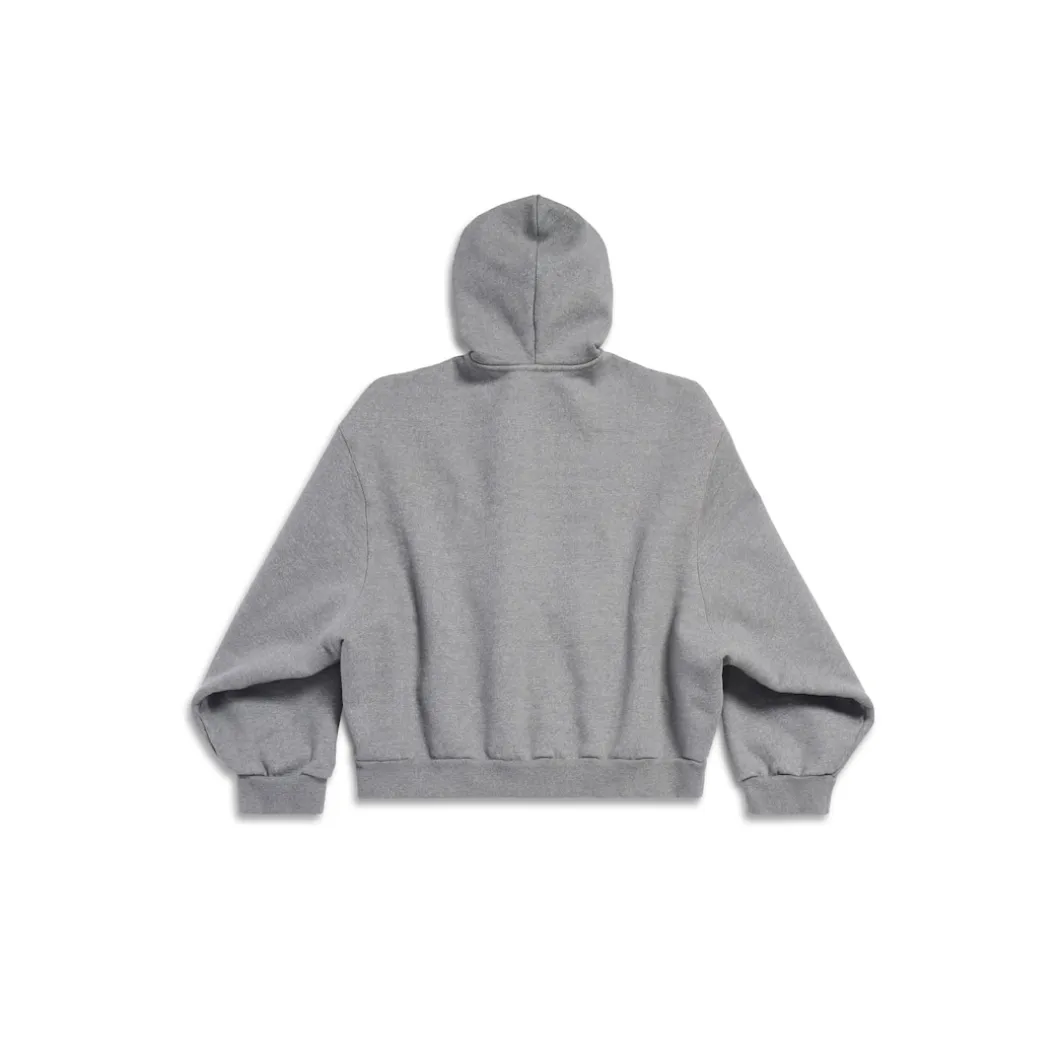 Hoodie Con Zip Boxy Unity Sports Icon Large Fit in Gris/bianco