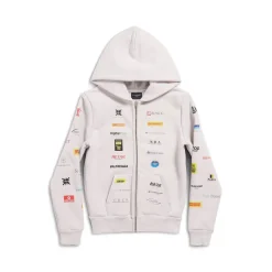 Hoodie Con Zip Business English Small Fit in Bianco Sporco