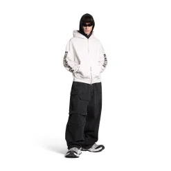 Hoodie Con Zip Stencil Type Regular Fit in Bianco Sporco/nero