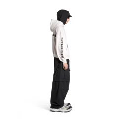 Hoodie Con Zip Stencil Type Regular Fit in Bianco Sporco/nero