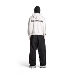 Hoodie Con Zip Stencil Type Regular Fit in Bianco Sporco/nero
