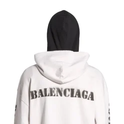 Hoodie Con Zip Stencil Type Regular Fit in Bianco Sporco/nero