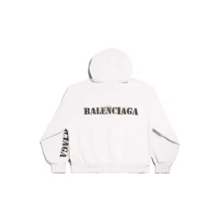 Hoodie Con Zip Stencil Type Regular Fit in Bianco Sporco/nero