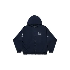 Hoodie Con Zip Wfp Medium Fit in Blu Scuro/bianco