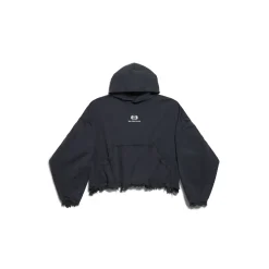 Hoodie Cropped Unity Sports Icon Oversize in Nero/bianco