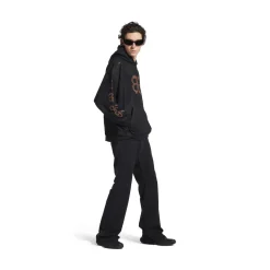 Hoodie Crypto Medium Fit in Nero Délavé