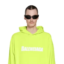 Hoodie Destroyed Caps in Giallo Fluo
