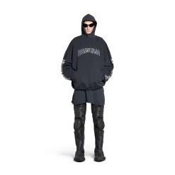 Hoodie Diy Metal Outline Oversize in Nero/bianco